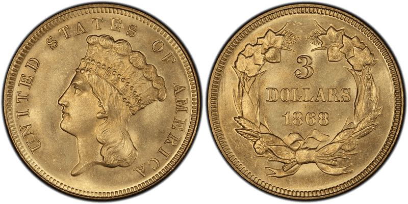 1868 Indian Princess Three Dollar