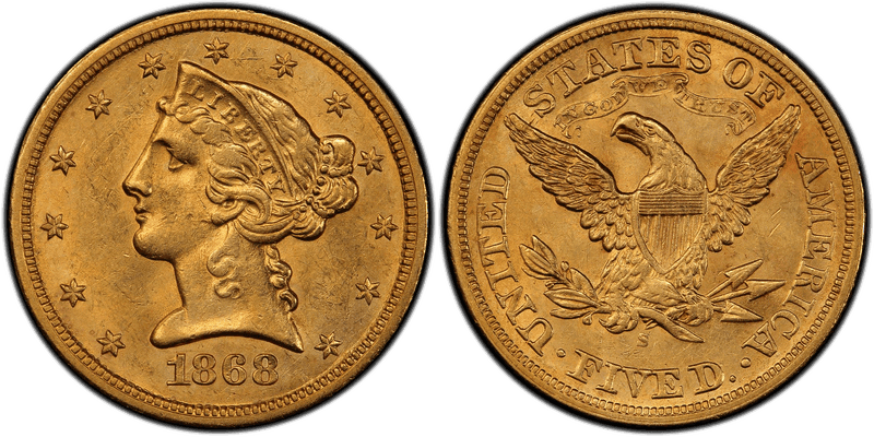 1868 Liberty Head Half Eagle
