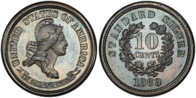 1869 Proof Dime Pattern - J-697