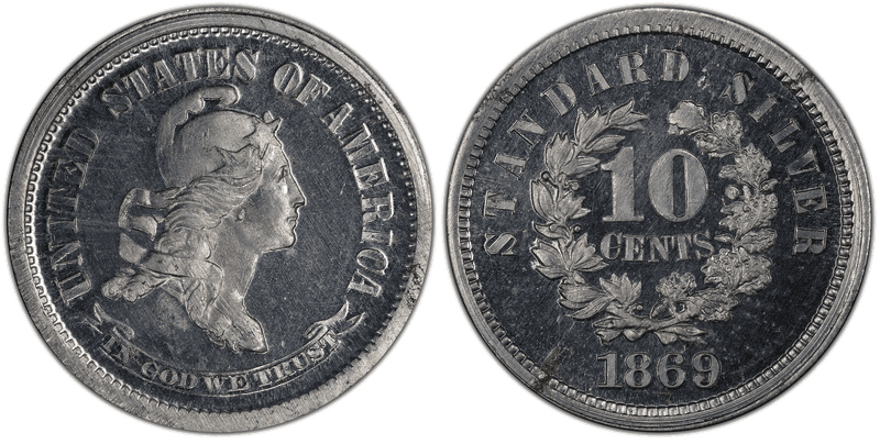 1869 Proof Dime Pattern - J-701