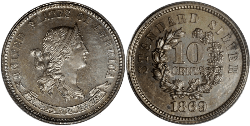 1869 Proof Dime Pattern - J-704