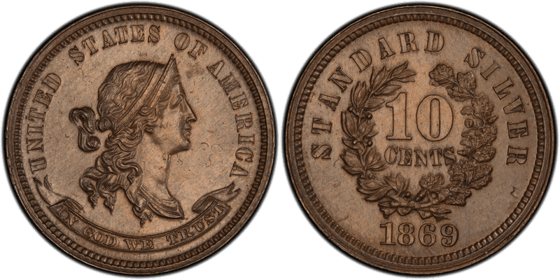 1869 Proof Dime Pattern - J-705