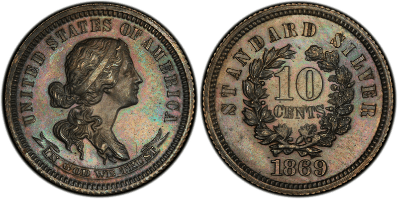 1869 Proof Dime Pattern - J-710