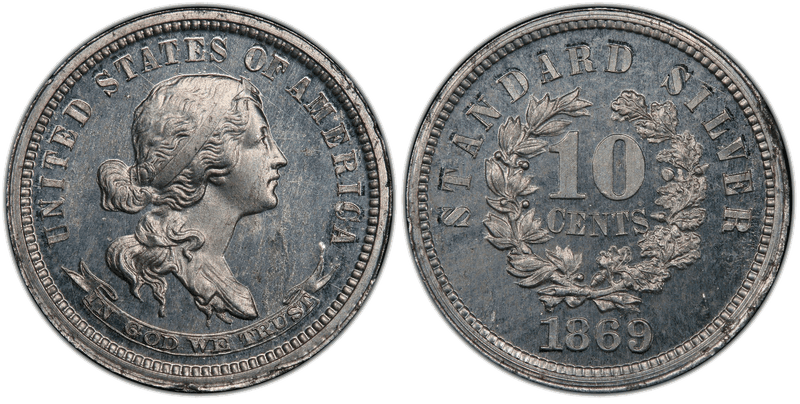 1869 Proof Dime Pattern - J-713