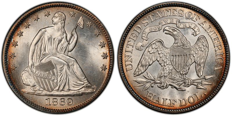 1869 Proof Seated Liberty Half Dollar