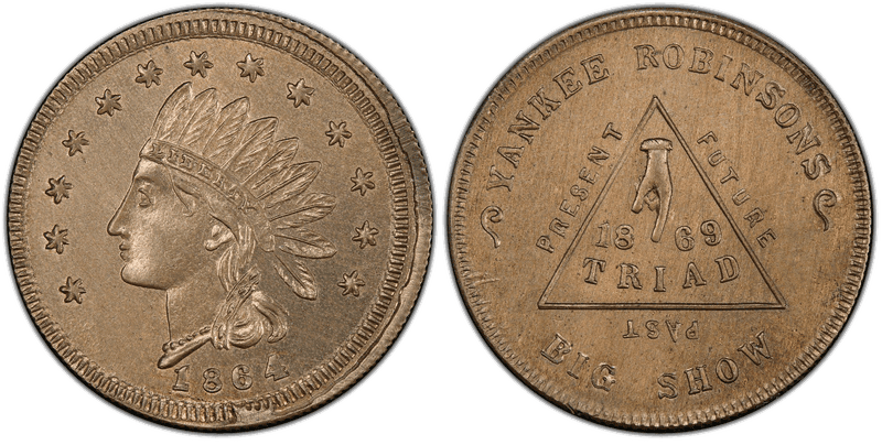 1869 Token F-692A-17d Copper-Nickel RE Yankee Robinsons IL