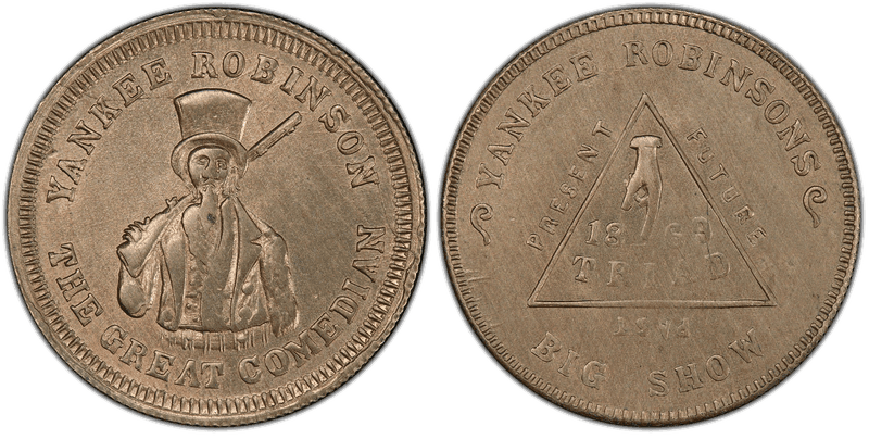 1869 Token F-692A-18d Copper-Nickel RE Yankee Robinsons IL