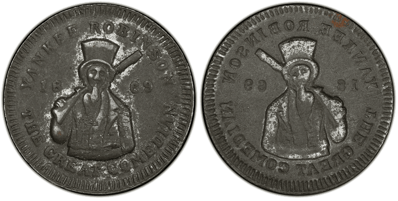 1869 Token F-692A-2n Iron PE Yankee Robinson, Full Brockage Rev IL