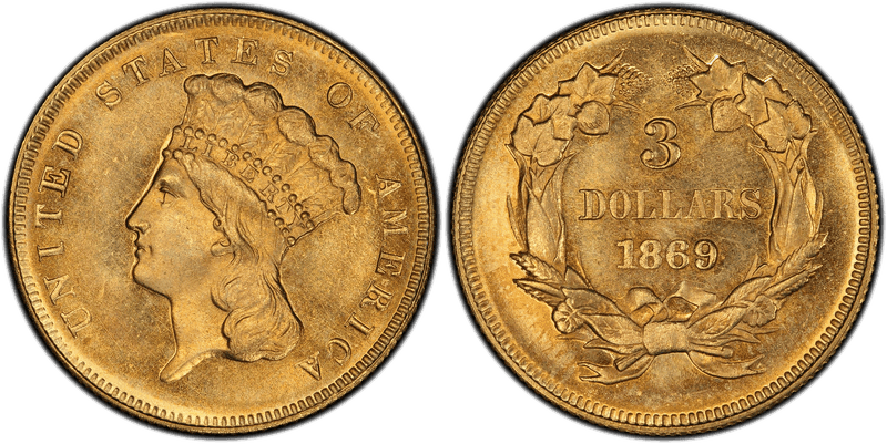 1869 Indian Princess Three Dollar