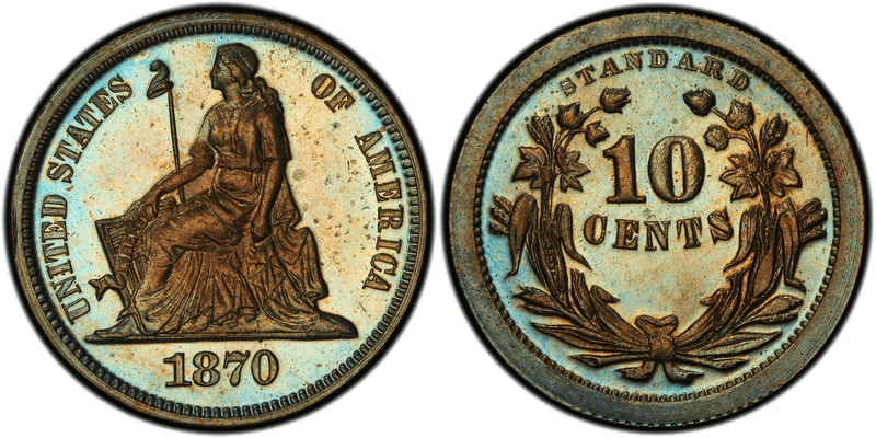1870 Proof Dime Pattern - J-827