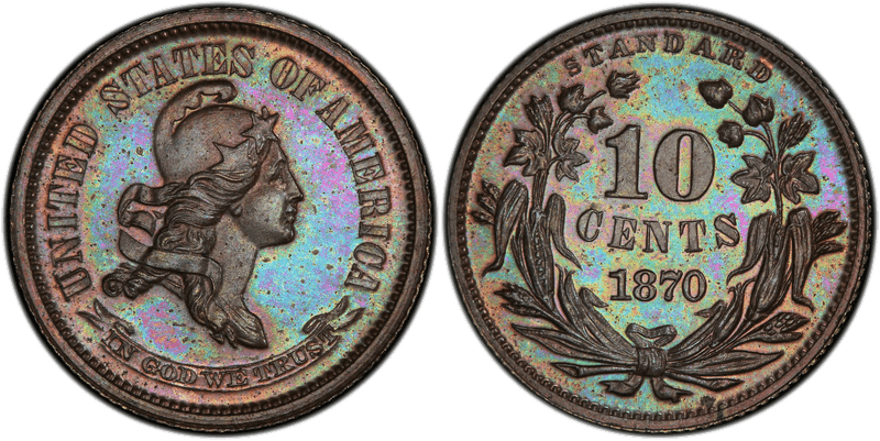 1870 Proof Dime Pattern - J-839
