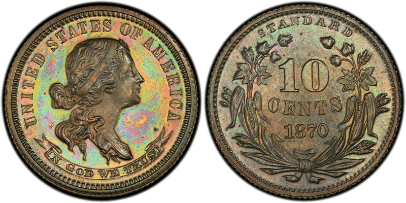 1870 Proof Dime Pattern - J-851