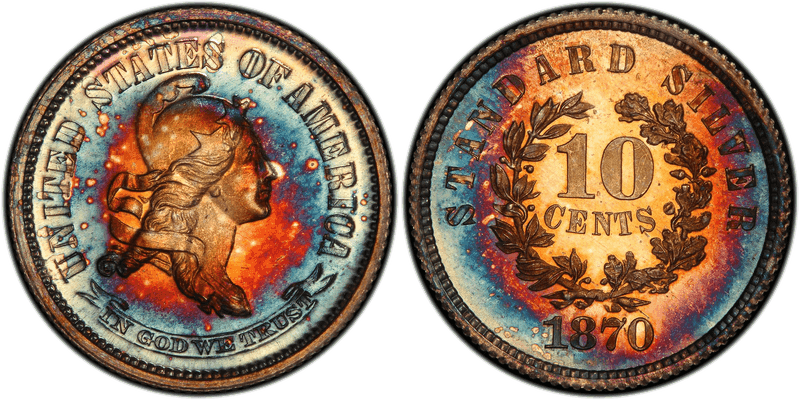 1870 Proof Dime Pattern - J-855