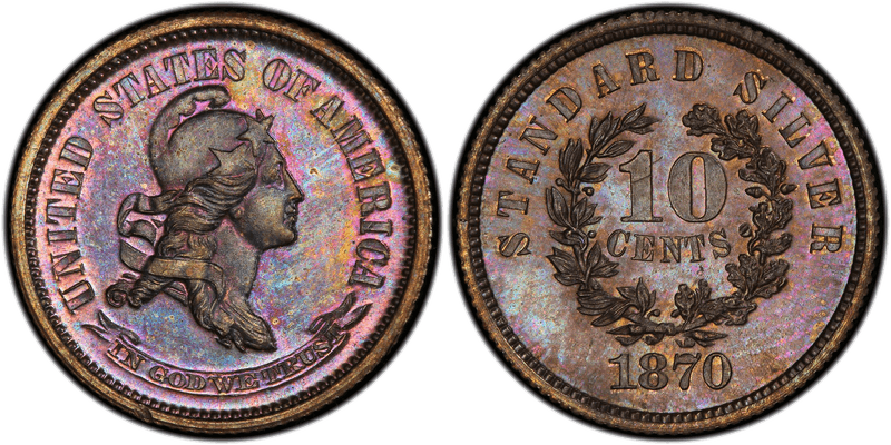 1870 Proof Dime Pattern - J-857