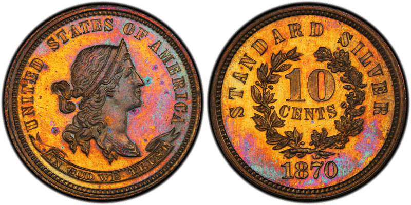 1870 Proof Dime Pattern - J-864