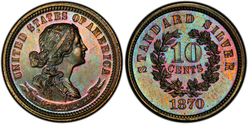 1870 Proof Dime Pattern - J-870