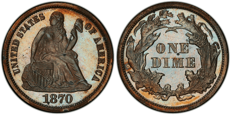 1870 Proof Dime Pattern - J-873