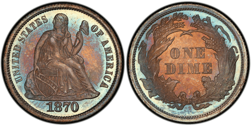 1870 Seated Liberty Dime