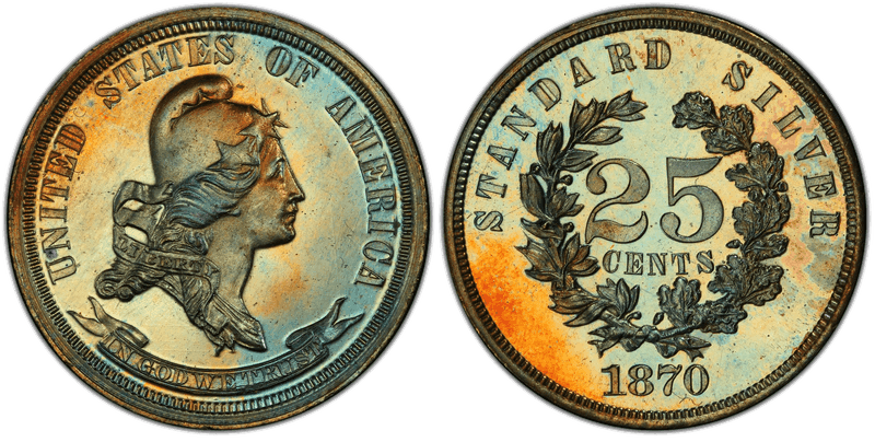 1870 Proof Quarter Pattern - J-909