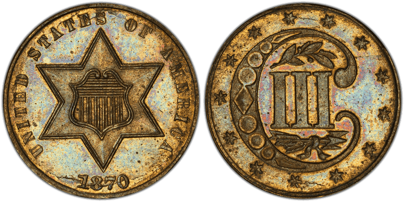 1870 Proof Three Cent Pattern - J-804a