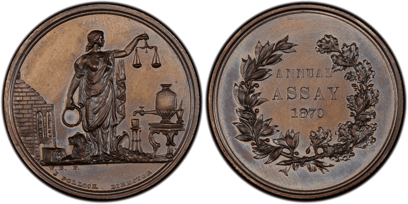 1870 Assay Commission Medal - JK-AC-8, Bronze, Standing Moneta