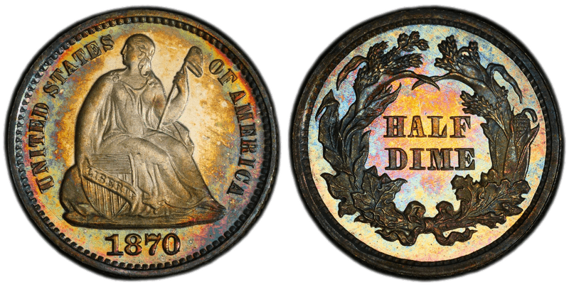 1870 Seated Liberty Half Dime