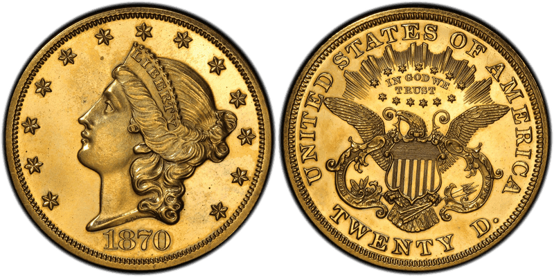 1870 Proof Double Eagle Pattern - J-1038, Gilt