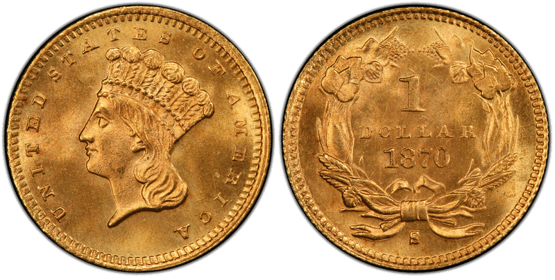 1870 (S) Liberty Gold Dollar