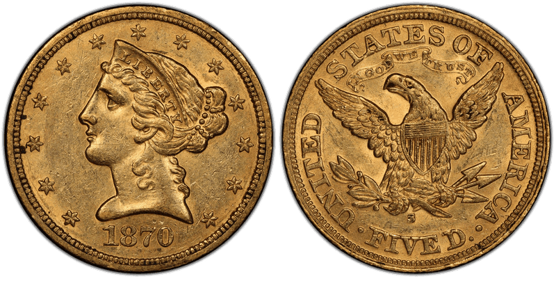 1870 (S) Liberty Head Half Eagle