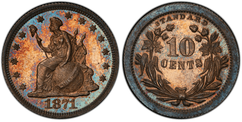 1871 Proof Dime Pattern - J-1080