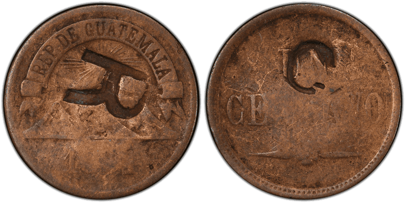 1871 MA.05.07 C/M on 1871 Guat. 1C California Farm Token Cent