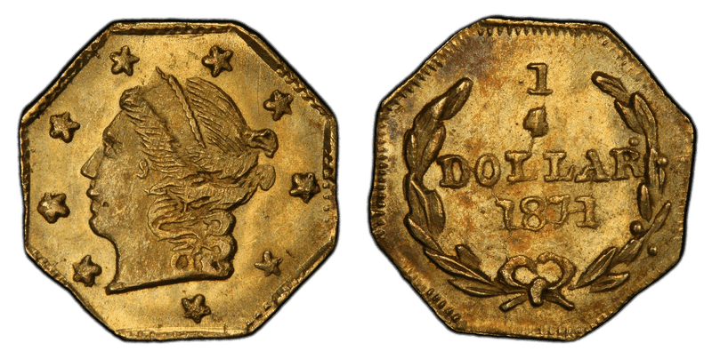1871 Gold Quarter - BG-715