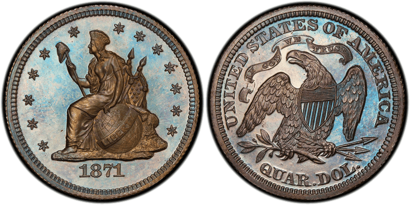 1871 Proof Quarter Pattern - J-1100