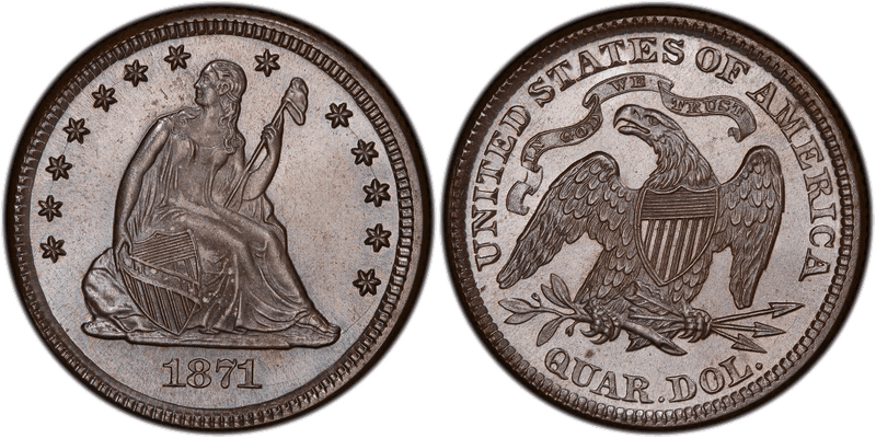 1871 Proof Quarter Pattern - J-1102