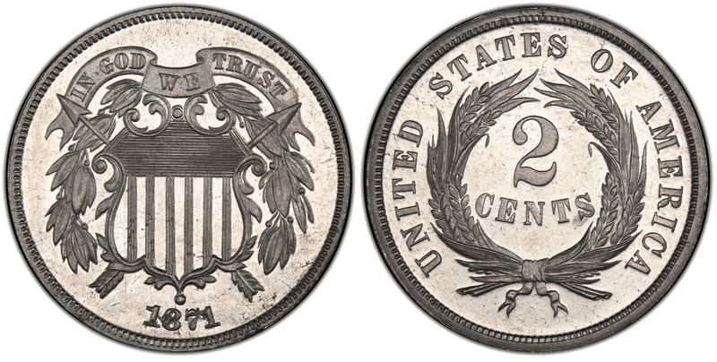 1871 Proof Two Cent Pattern - J-1044