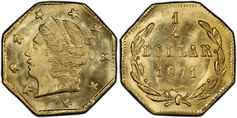 1871 Gold Quarter - BG-717