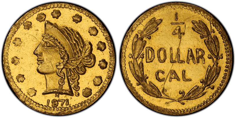 1871 Gold Quarter - BG-864