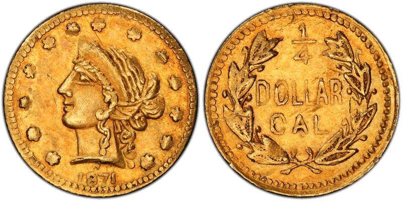1871 Gold Quarter - BG-864A