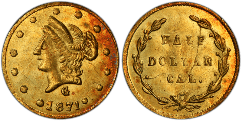 1871 Gold Half Dollar - BG-1026