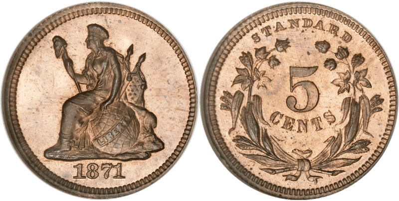 1871 Proof Half Dime Pattern - J-1060