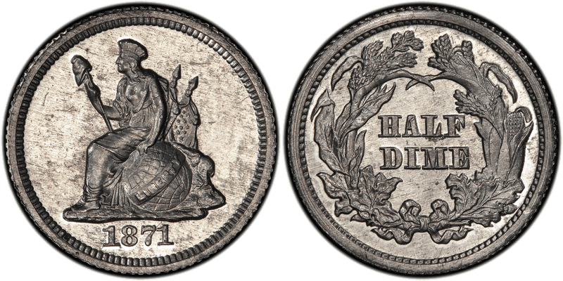 1871 Proof Half Dime Pattern - J-1064