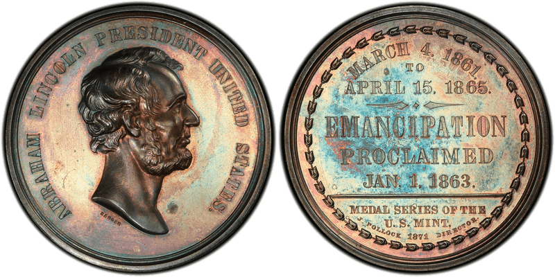 1871 Silver Medal J-CM-16, Emancipation Proclamation