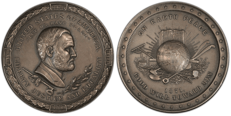 1871 Silver Medal J-IP-42a, 62mm Ulysses S. Grant