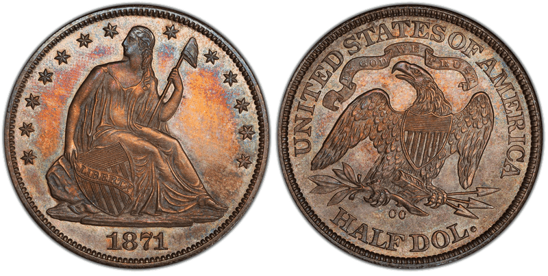 1871 Seated Liberty Half Dollar
