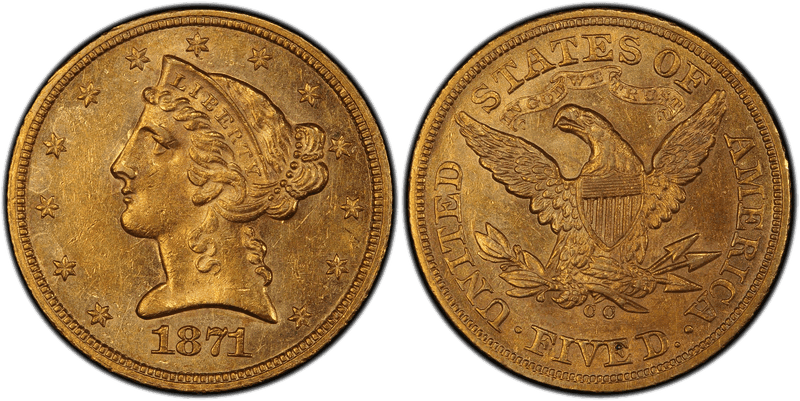 1871 Liberty Head Half Eagle