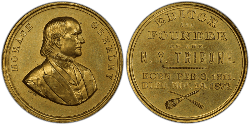 1872 Token Horace Greeley Brass F. Key-Born & Died