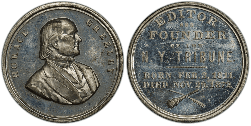 1872 Token Horace Greeley White Metal F. Key-Born & Died