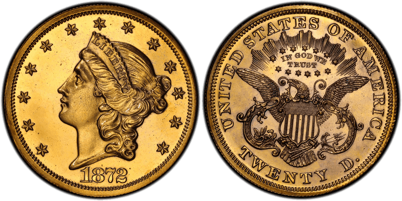 1872 Proof Double Eagle Pattern - J-1253, Gilt