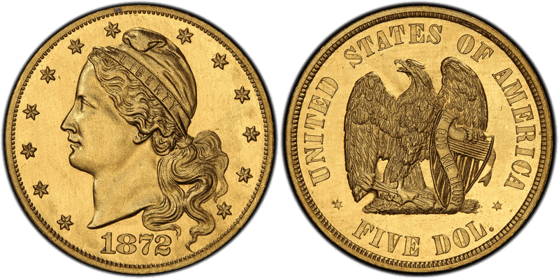 1872 Proof Half Eagle Pattern - J-1241, Gilt, Amazonian