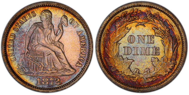 1872 Seated Liberty Dime